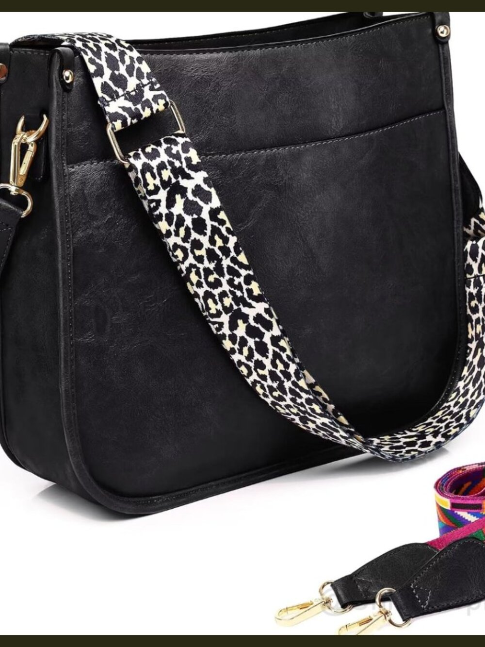 Vegan Leather Crossbody Bag Hobo Shoulder Purse Multi-Pocket